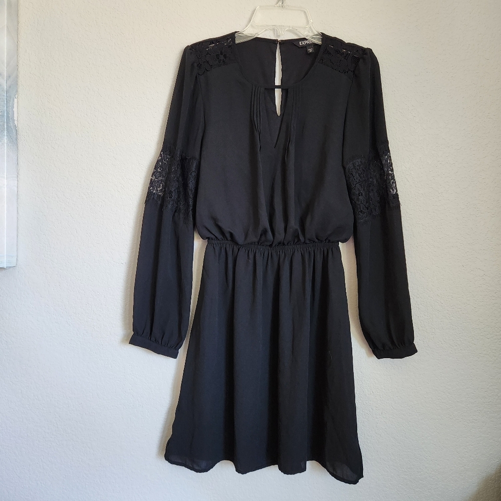 Express Black Lace Detail Dress